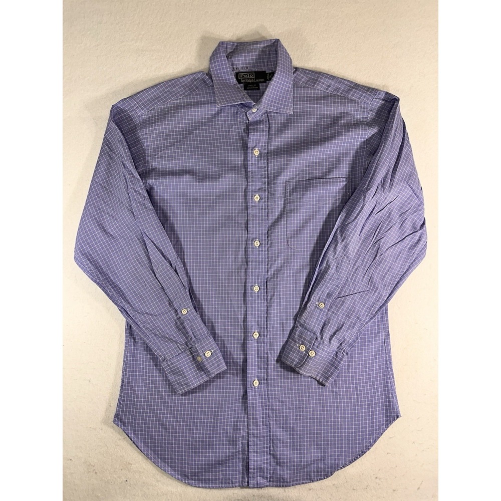 Polo Ralph Lauren Philip Dress Shirt Mens 16.5 32/33 Blue Check Non-Iron - Picture 2 of 11